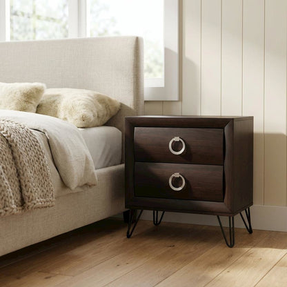 Dark Merlot Nightstand with Transitional Style and Spacious Tabletop