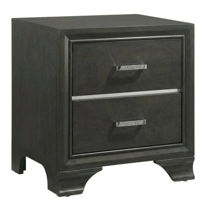 Gray Nightstand with Transitional Style and Spacious Surface for Bedroom Storage