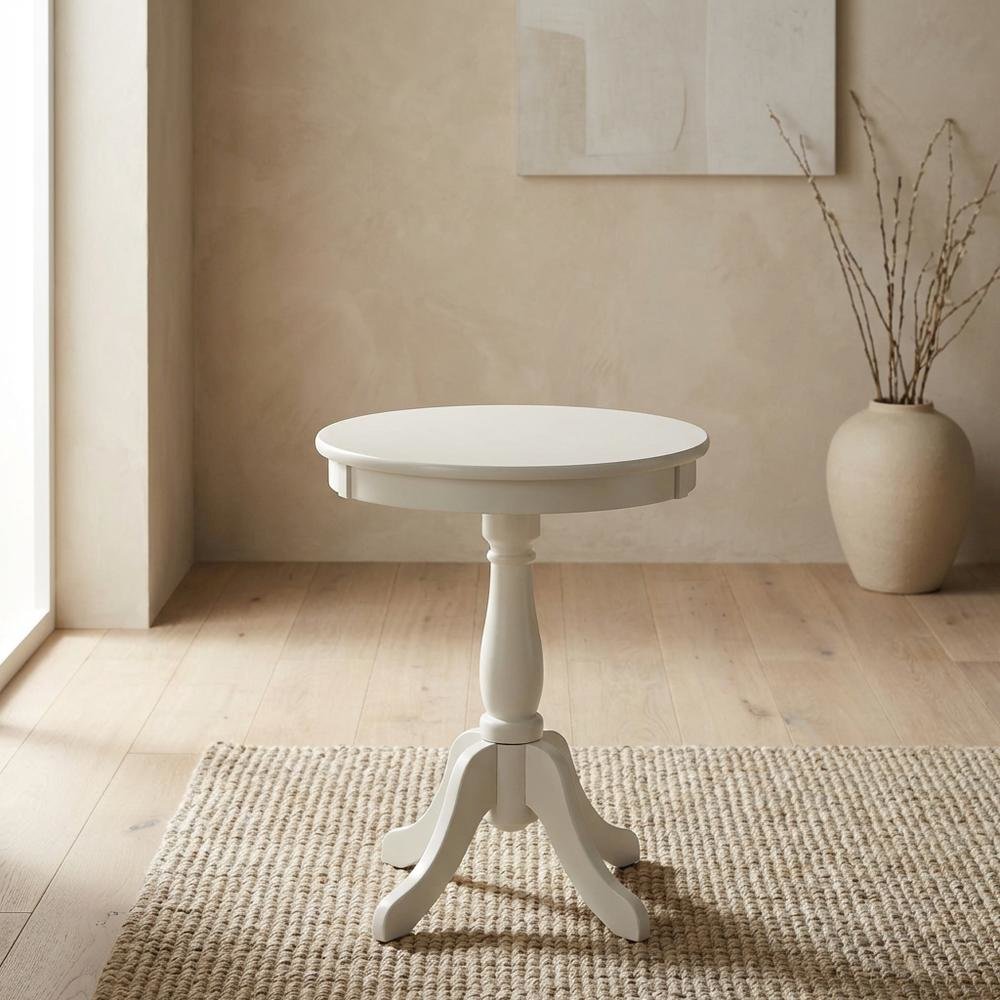 White, Accent Side Table, Quality Build, Durable Wood Frame