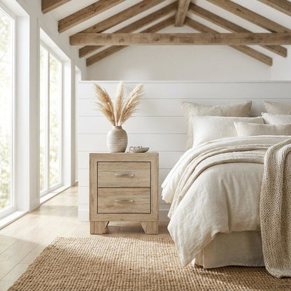 Wood Bedroom Nightstand with Transitional Style and Spacious Surface
