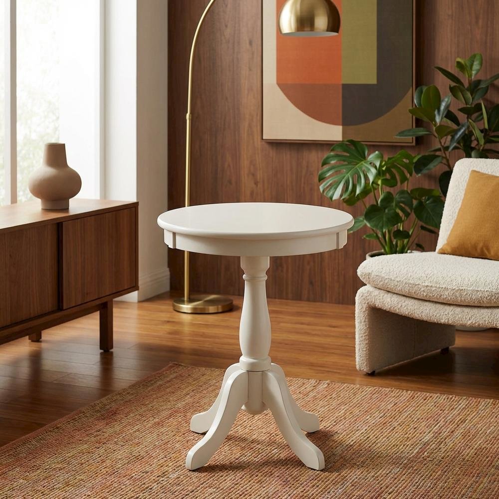 White, Accent Side Table, Quality Build, Durable Wood Frame