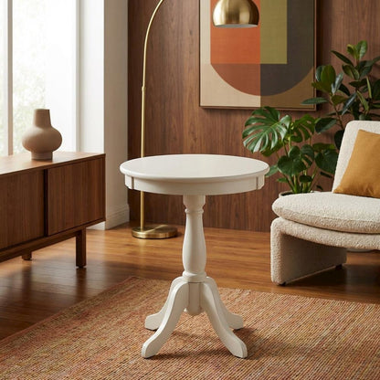 White, Accent Side Table, Quality Build, Durable Wood Frame
