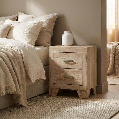 Wood Bedroom Nightstand with Transitional Style and Spacious Surface