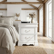 White Bedroom Nightstand, Traditional Design, Sturdy Construction, Compact Size