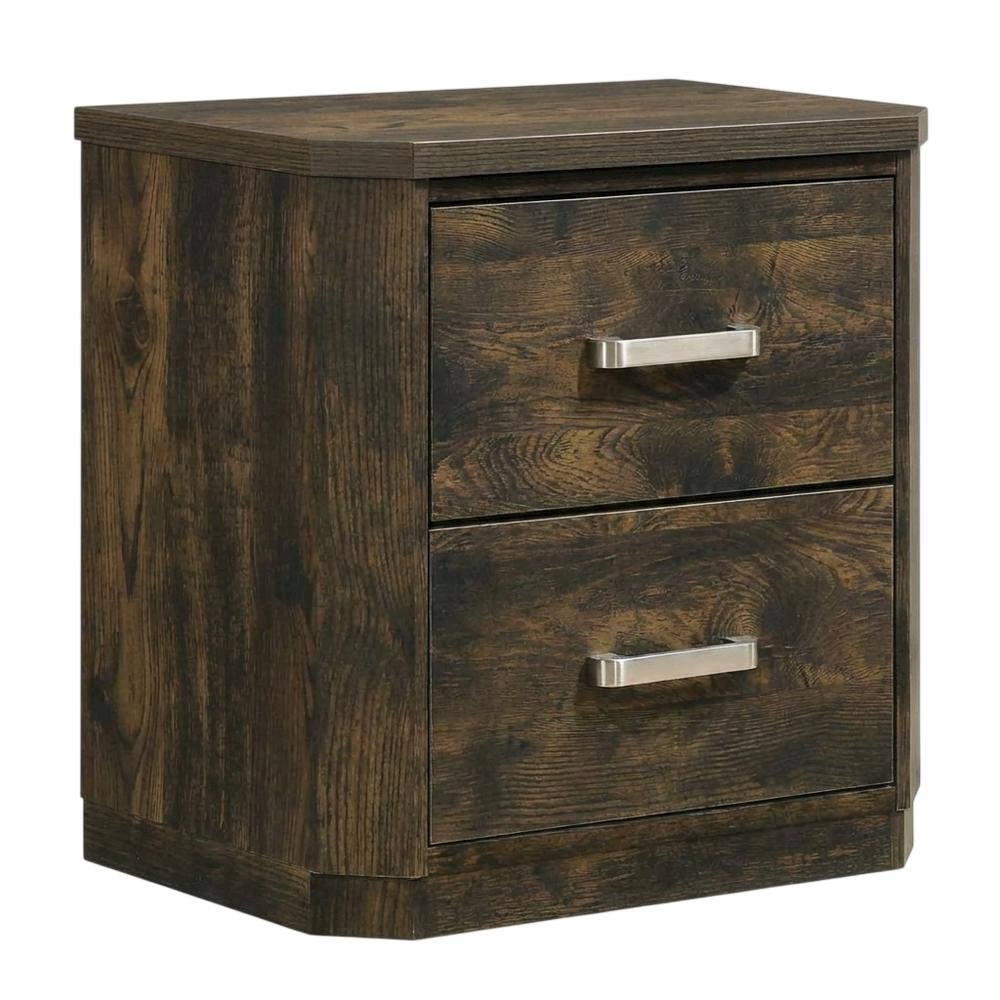 Rustic Walnut Nightstand with Transitional Style and Storage Space