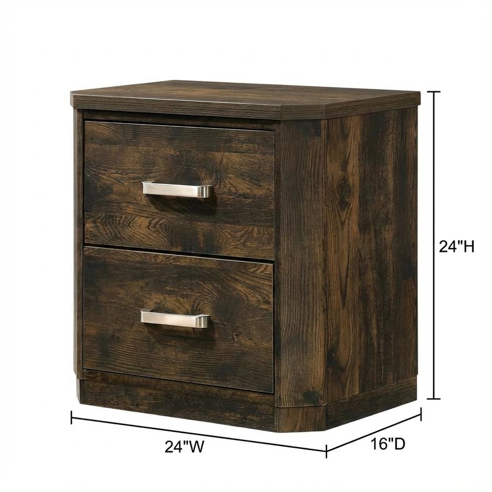 Rustic Walnut Nightstand with Transitional Style and Storage Space