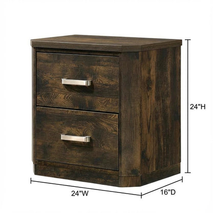 Rustic Walnut Nightstand with Transitional Style and Storage Space