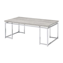 Oak Finish and Chrome Coffee Table with Metal Frame and Veneer Surface