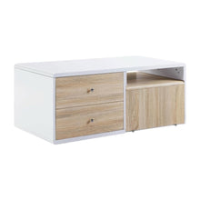White High Gloss Coffee Table with Wood Veneer and Composite Wood Finish