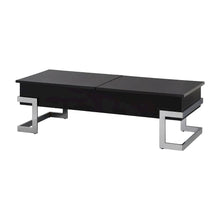 Black and Chrome Coffee Table with Lift Top Metal Wood Veneer Composite Wood