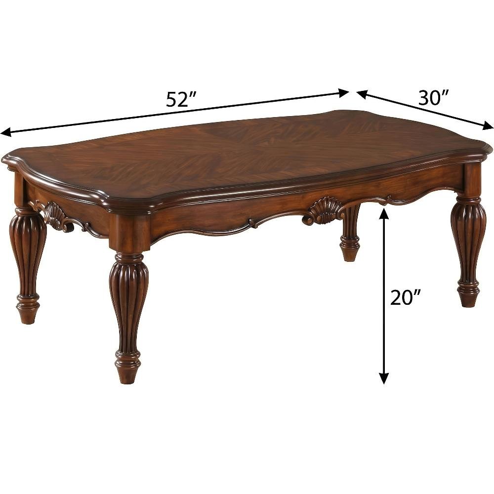 Cherry Wood Veneer Coffee Table with Durable Surface and 110 lbs Capacity