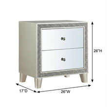 Mirrored Champagne Nightstand with Elegant Finish for Bedroom