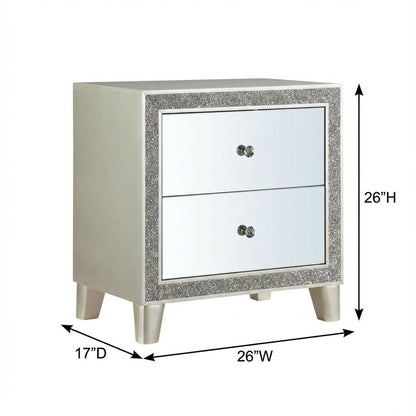 Mirrored Champagne Nightstand with Elegant Finish for Bedroom