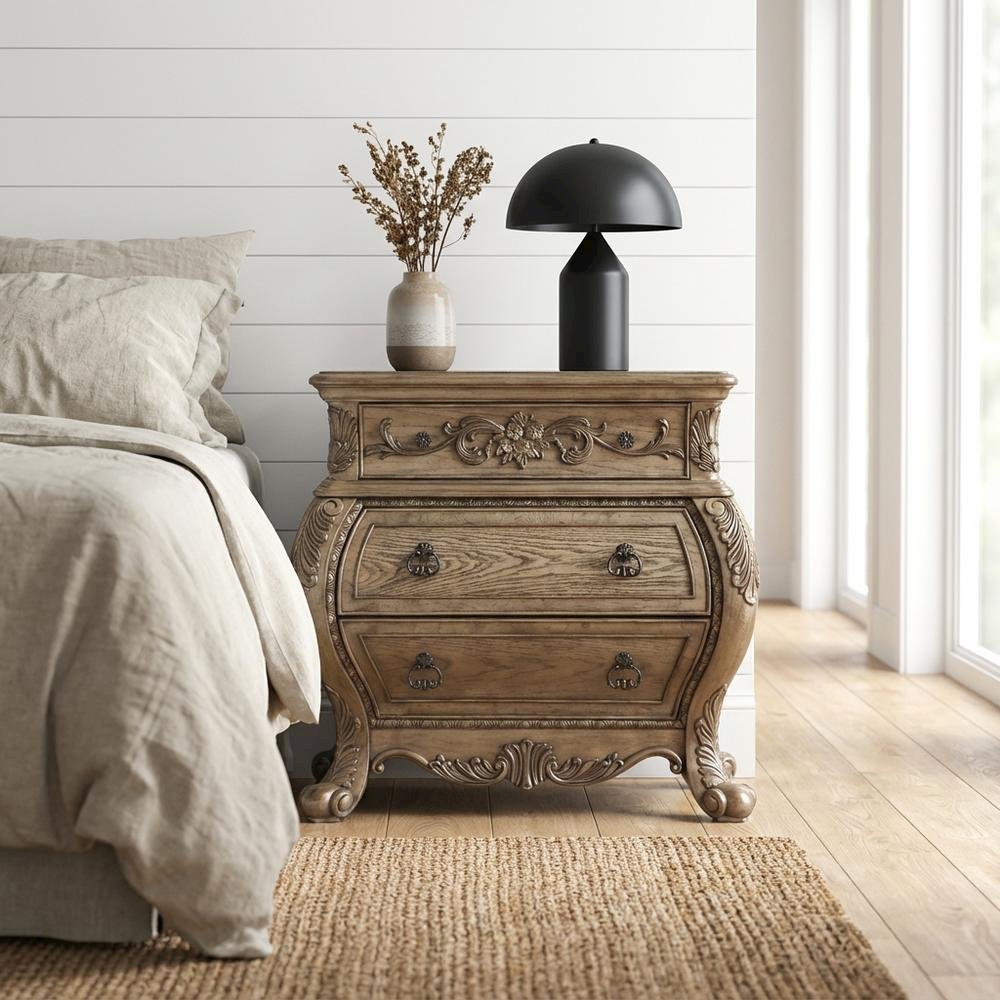 Vintage Oak Nightstand with Traditional Wooden Finish and Classic Design