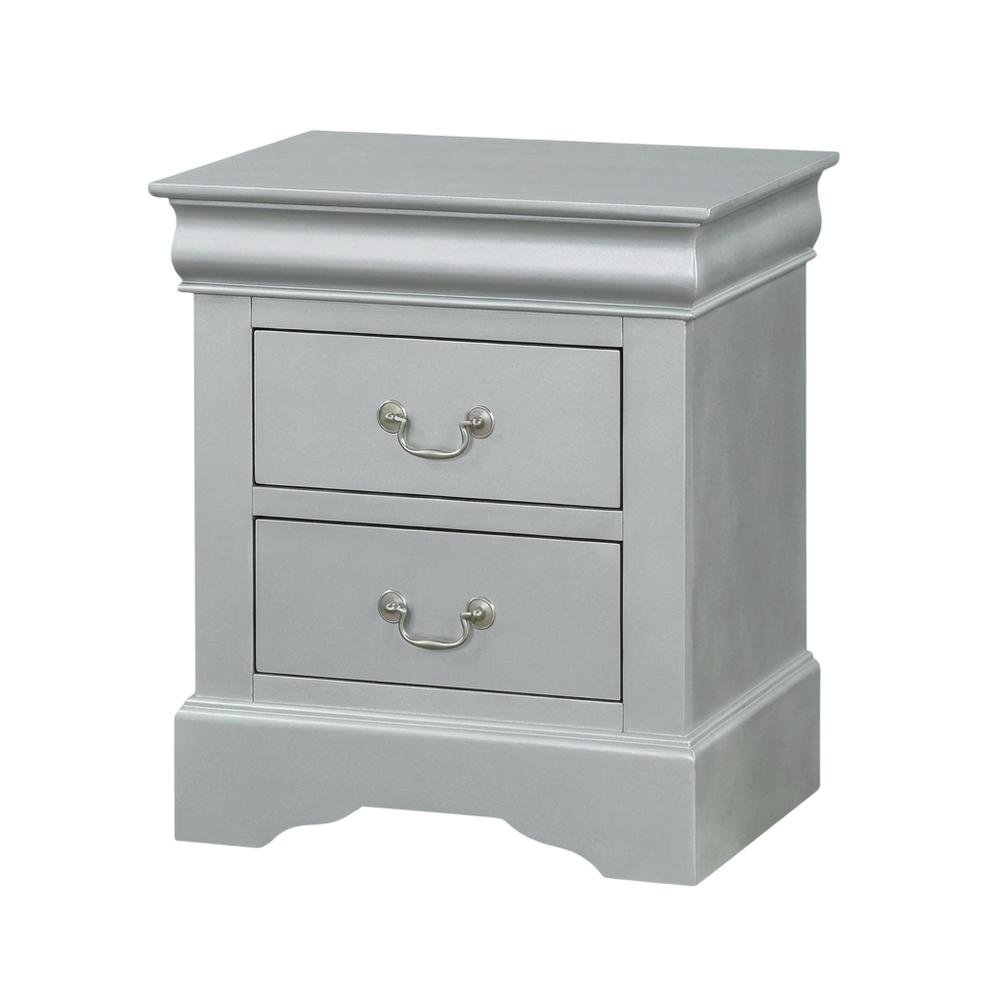 Nightstand with Nickel Hardware and Traditional Design