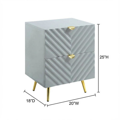 Gray Nightstand with High Gloss Finish and Contemporary Style