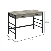 Light Weathered Oak And Black Finish Office Desk With Built-In Usb Port