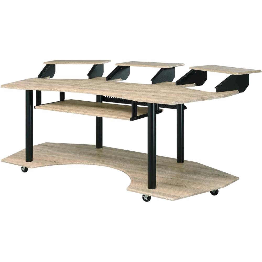Contemporary Office Desk In Natural Oak With Steel Frame And Veneer Finish