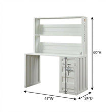 White Cargo Desk With Hutch For Organized Workspace, Sturdy Construction