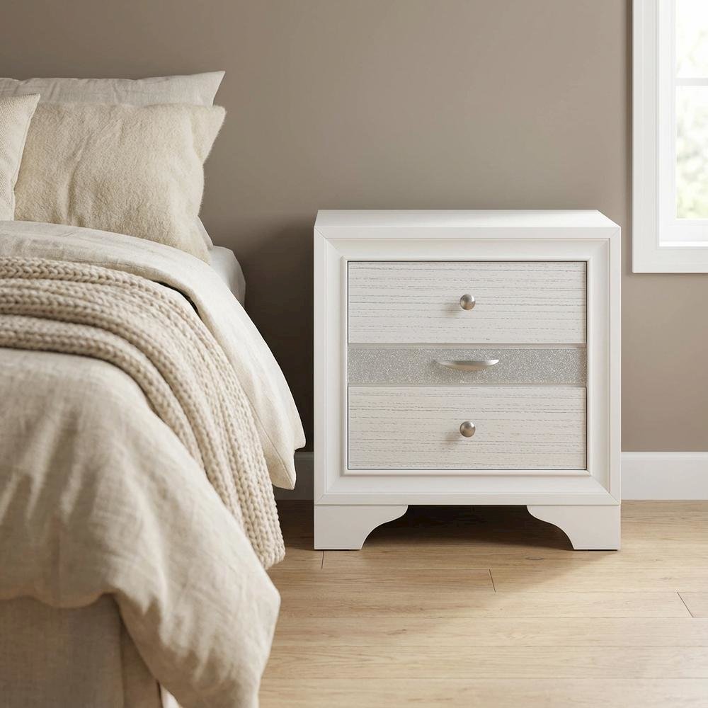 Contemporary White Nightstand with Clean Design and Sturdy Build