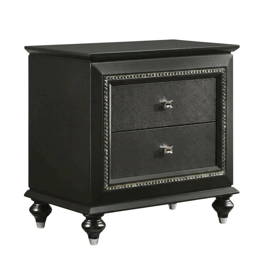 Metallic Gray Nightstand with Glam Contemporary Style