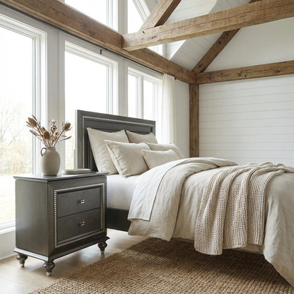 Metallic Gray Nightstand with Glam Contemporary Style