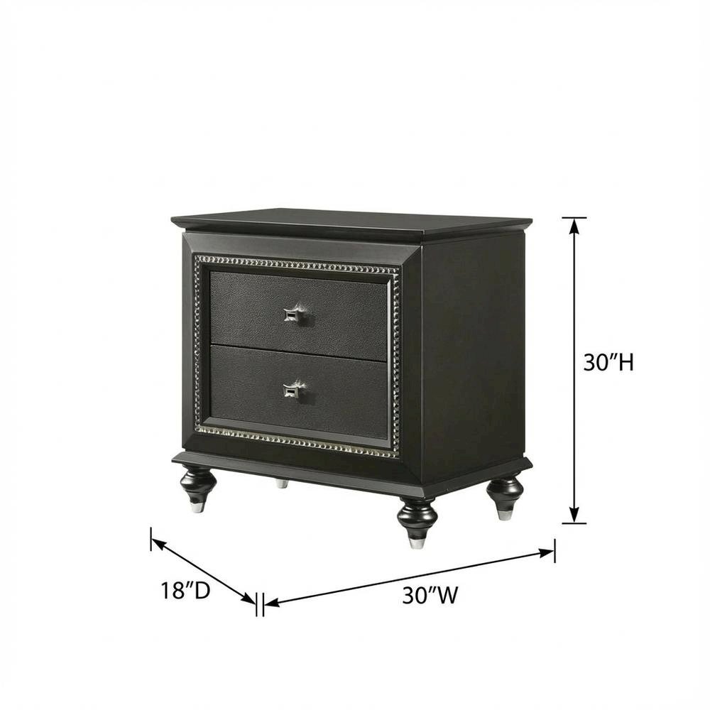 Metallic Gray Nightstand with Glam Contemporary Style