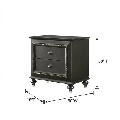 Metallic Gray Nightstand with Glam Contemporary Style
