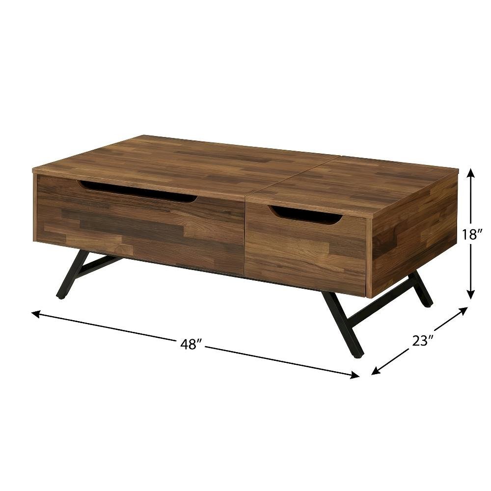 Coffee Table Walnut Lift Top with Storage Drawer and Metal Frame