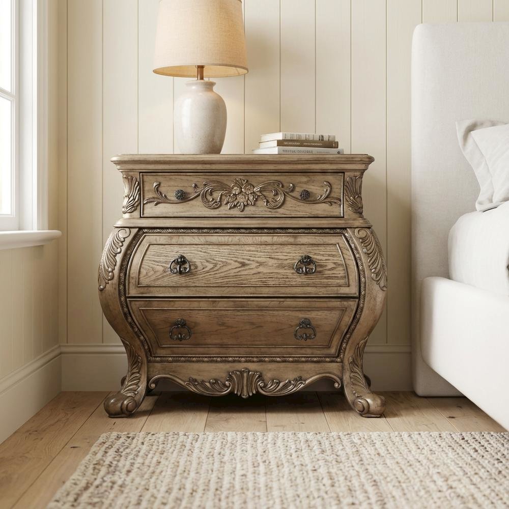 Vintage Oak Nightstand with Traditional Wooden Finish and Classic Design