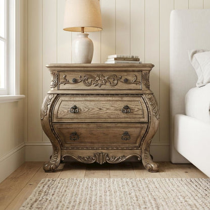 Vintage Oak Nightstand with Traditional Wooden Finish and Classic Design