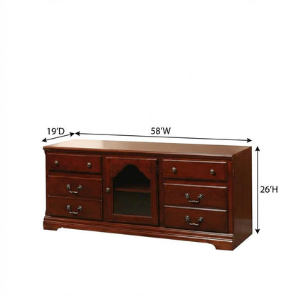 Cherry wood TV stand with sleek modern design and ample storage
