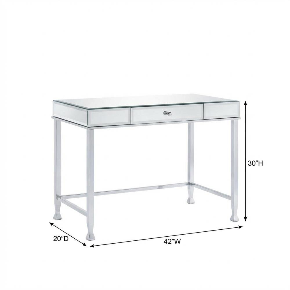 Modern Mirrored And Chrome Finish Writing Desk For Home Office