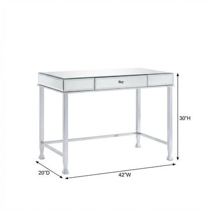 Modern Mirrored And Chrome Finish Writing Desk For Home Office