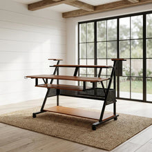 Industrial Style Office Desk With Cherry And Black Finish