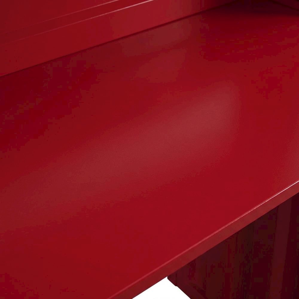 Red Cargo Desk And Hutch With Spacious Workspace And Storage Options