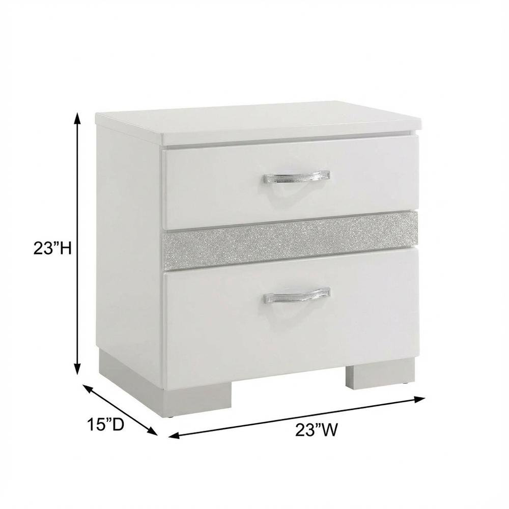 White High Gloss Nightstand with Contemporary Style and Storage Facility