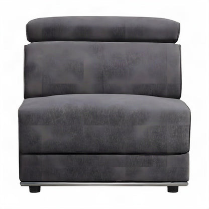 Armless Fabric Accent Chair with Adjustable Headrest, Modular, Dark Gray Fabric