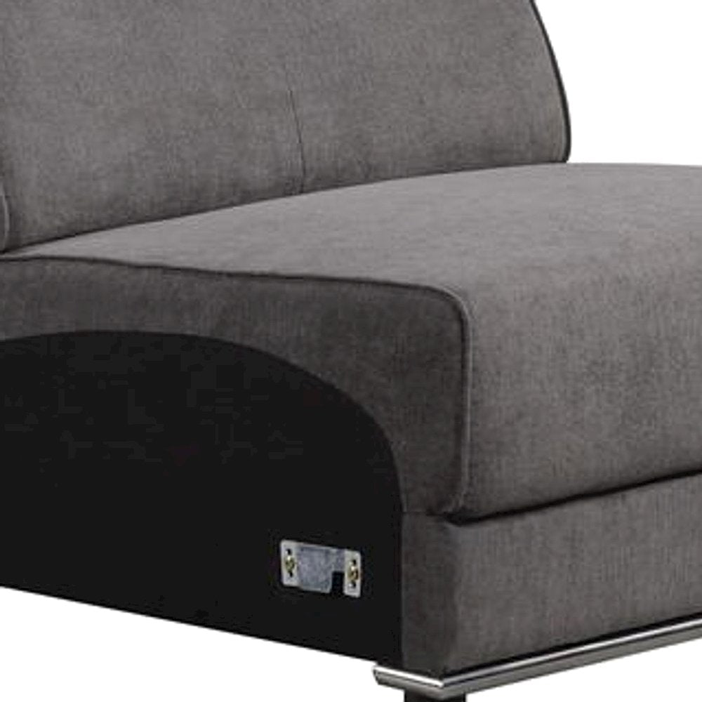 Armless Fabric Accent Chair with Adjustable Headrest, Modular, Dark Gray Fabric