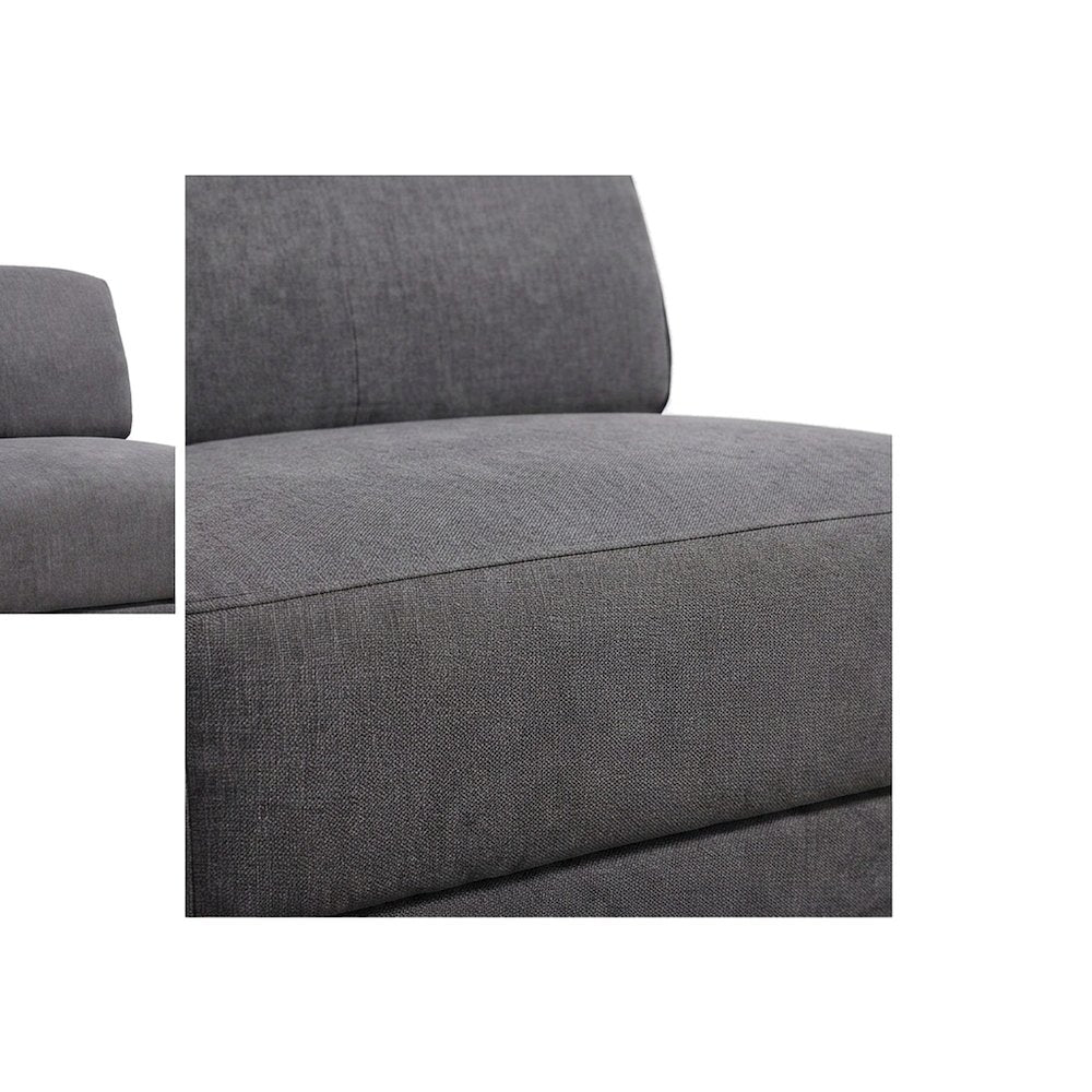 Armless Fabric Accent Chair with Adjustable Headrest, Modular, Dark Gray Fabric