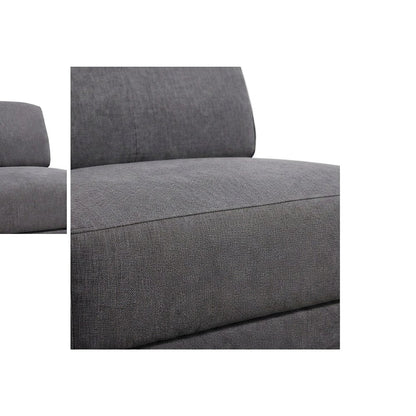 Armless Fabric Accent Chair with Adjustable Headrest, Modular, Dark Gray Fabric