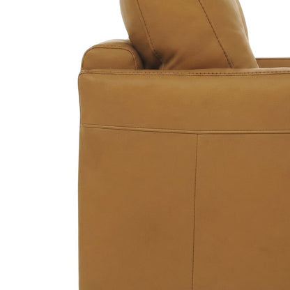 Top Grain Leather Upholstered Loveseat Sofa with Wood Legs, Small, Snowy Desert