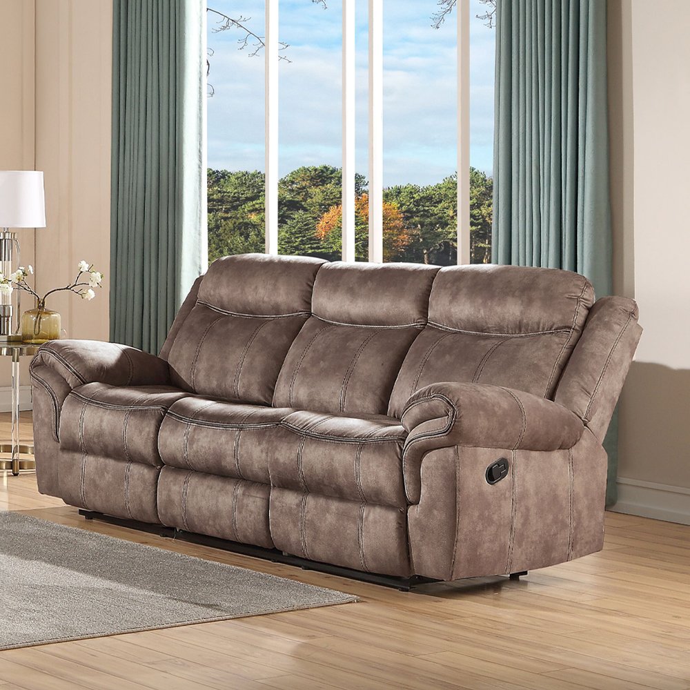Zubaida Motion Loveseat & Console w/USB Port Two Tone Chocolate Velvet