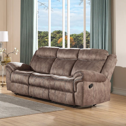 Zubaida Motion Loveseat & Console w/USB Port Two Tone Chocolate Velvet
