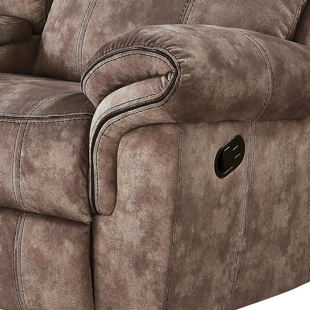 Zubaida Motion Loveseat & Console w/USB Port Two Tone Chocolate Velvet