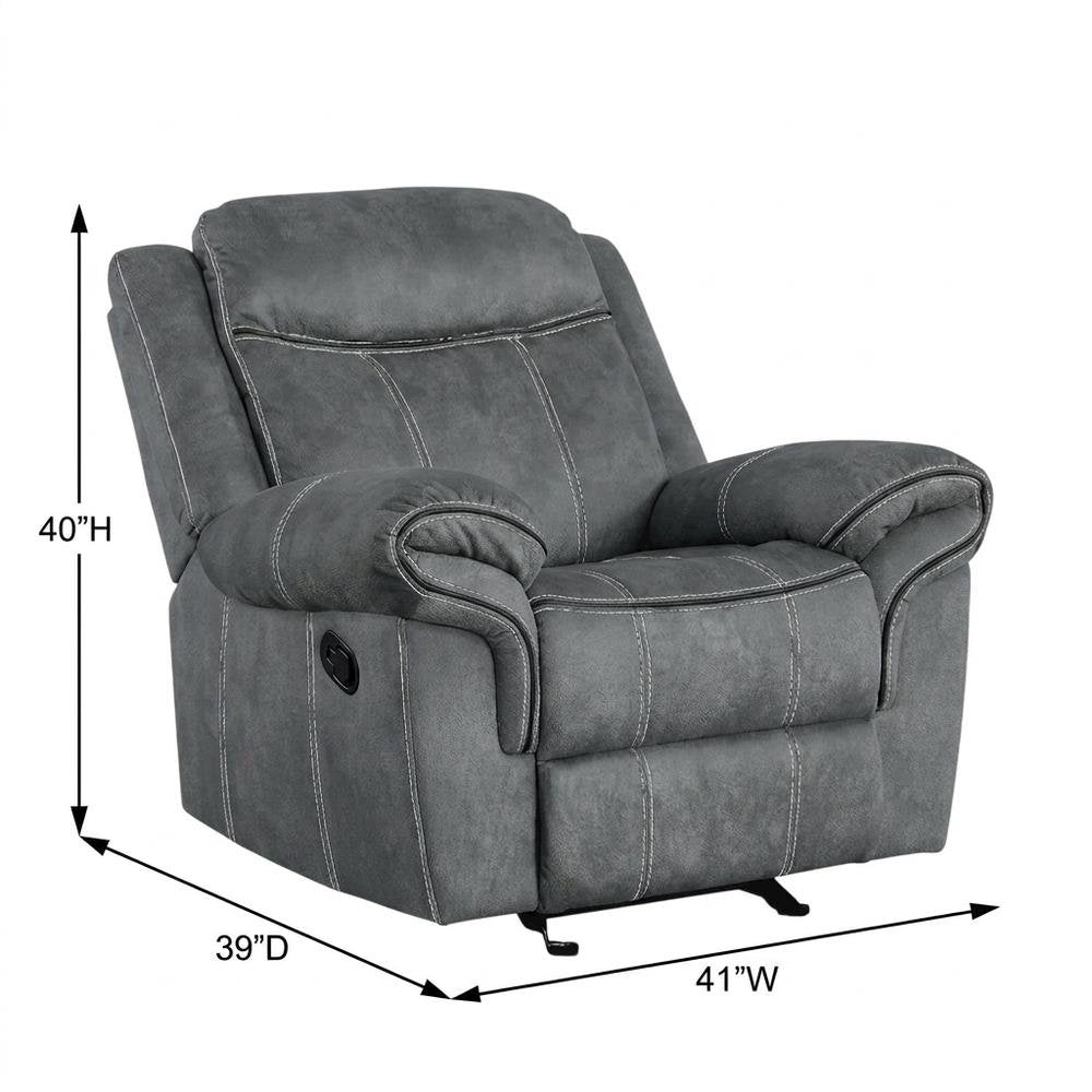 Velvet Glider Recliner Rocker Chair, Two Tone Gray Velvet