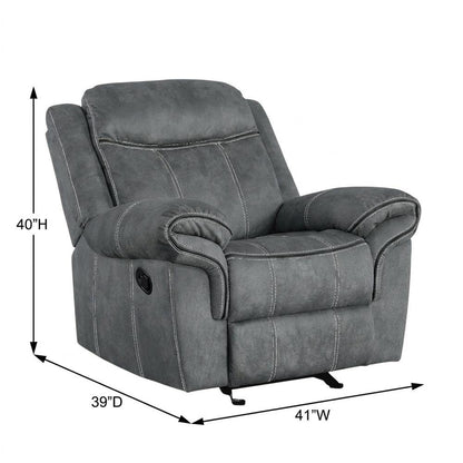 Velvet Glider Recliner Rocker Chair, Two Tone Gray Velvet
