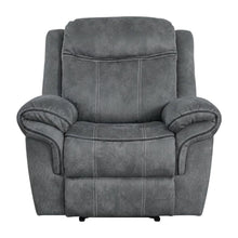 Velvet Glider Recliner Rocker Chair, Two Tone Gray Velvet