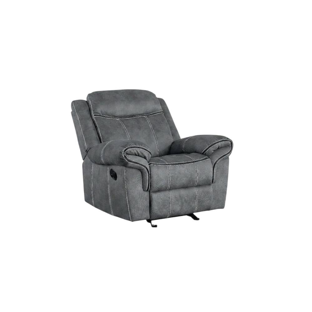 Velvet Glider Recliner Rocker Chair, Two Tone Gray Velvet