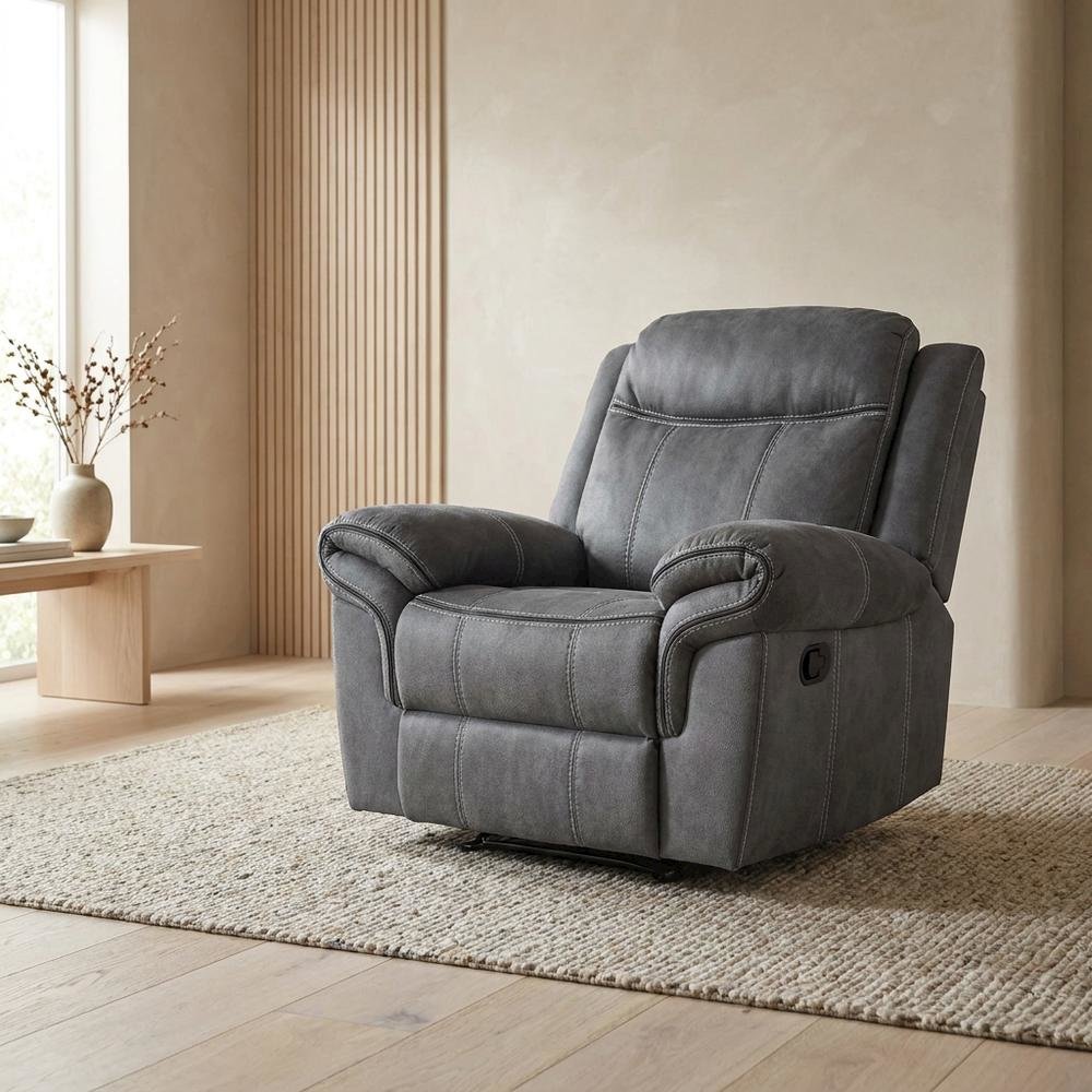 Velvet Glider Recliner Rocker Chair, Two Tone Gray Velvet